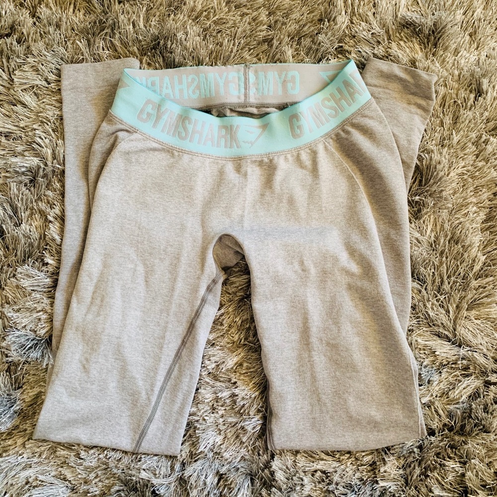 Gymshark flex leggings light grey/turquoise XS